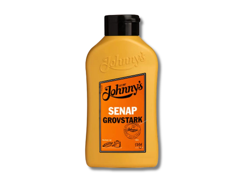 2 Bottles of Johnny's Grovstark Senap 500g (17.64 oz) – Authentic Swedish Coarse & Strong Mustard
