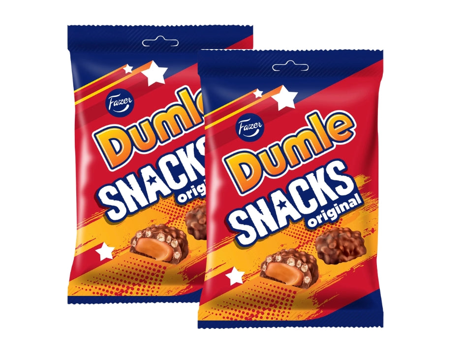 2 x Fazer Dumle Snacks Original 160g (5.64 oz) – Finnish Milk Chocolate, Caramel & Crispy Rice Bites