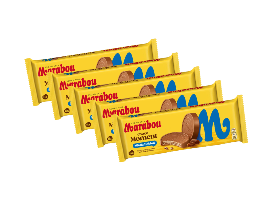 5 Packs of Marabou Choco Moment Milk Chocolate 180g (6.35 oz) – Crispy Wafer & Chocolate Cream Bites