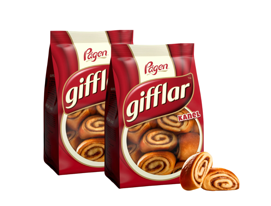 2 Bags of Gifflar by Pågen 300g (10.58 Oz), Swedish cinnamon rolls, buns, kanelgifflar, swedish fika, swedish food, kanelbullar