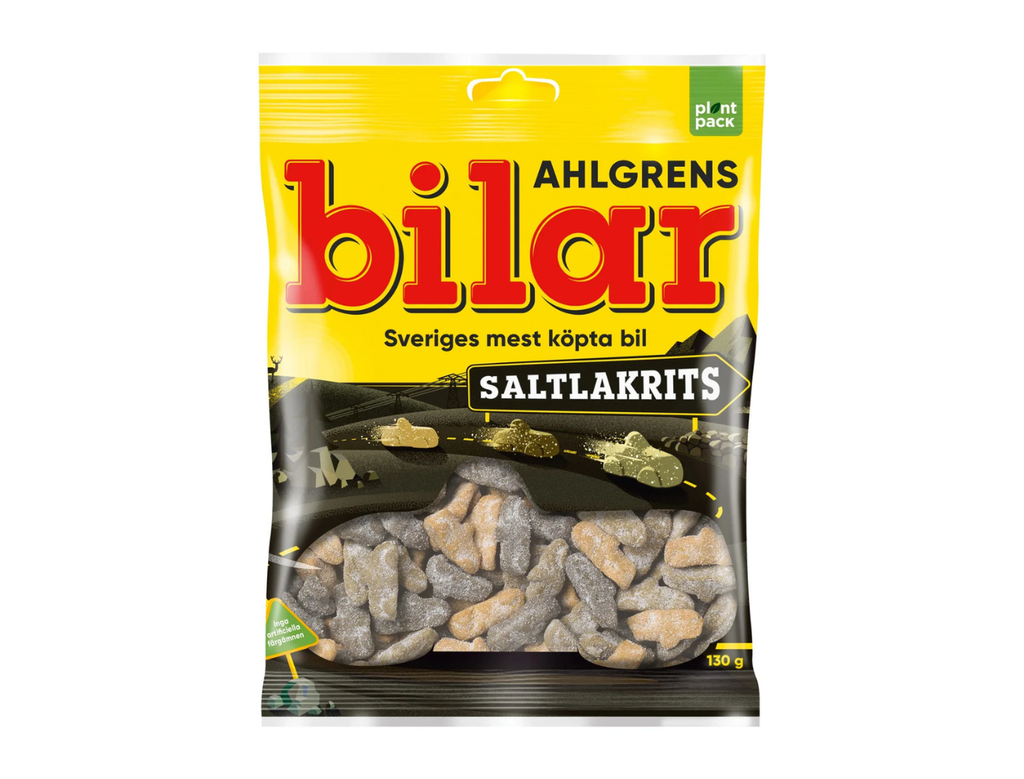 Ahlgrens Bilar Saltlakrits 130g (4.58 oz) – Authentic Swedish Salty Licorice Foam Candy Cars