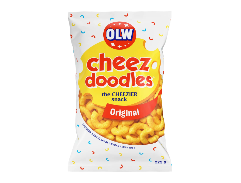 4 Bags of OLW Cheez Doodles 225g (7.93 oz) – Authentic Swedish Cheese Puffs