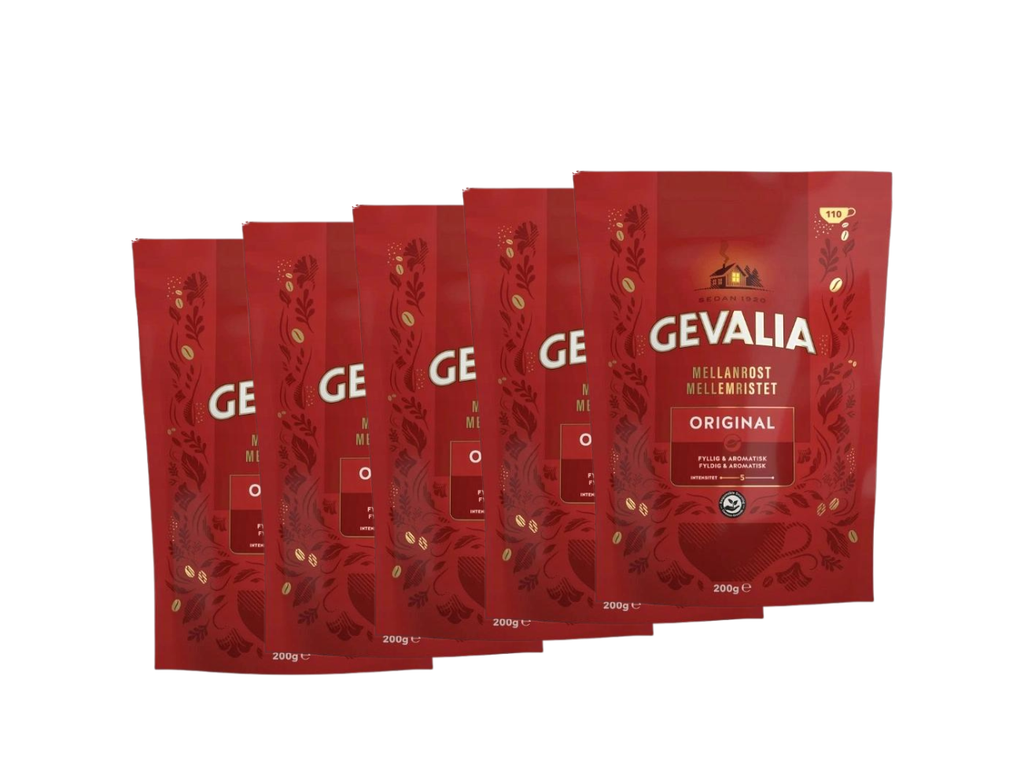 5 Pack of Gevalia Swedish Instant Coffee 200 g (7,05 oz), Mellanrost, Swedish coffee. Medium roast, snabbkaffe Gevalia, Fika Coffee, Sweden