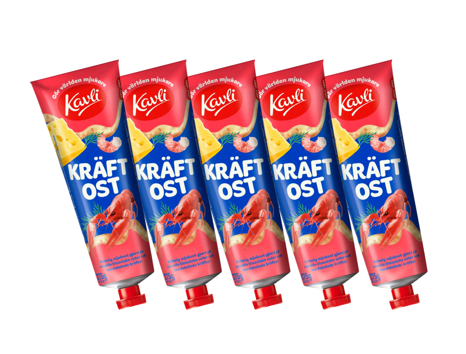 5 Tubes of Kavli Kräftost Crayfish Cheese Spread 275g (9.7 oz) – Authentic Swedish Creamy Cheese Spread with Crayfish