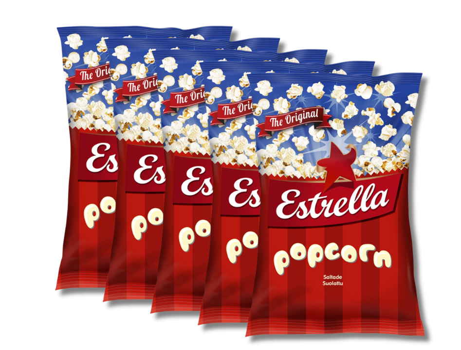 5 Bags of Estrella Popcorn – 65g (2.29oz)