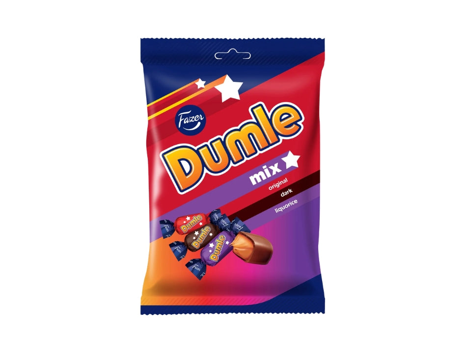 5 x Fazer Dumle Mix Original, Dark &amp; Licorice 200g (7.05 oz) – Finnish Chocolate Covered Caramel Candy Assortment