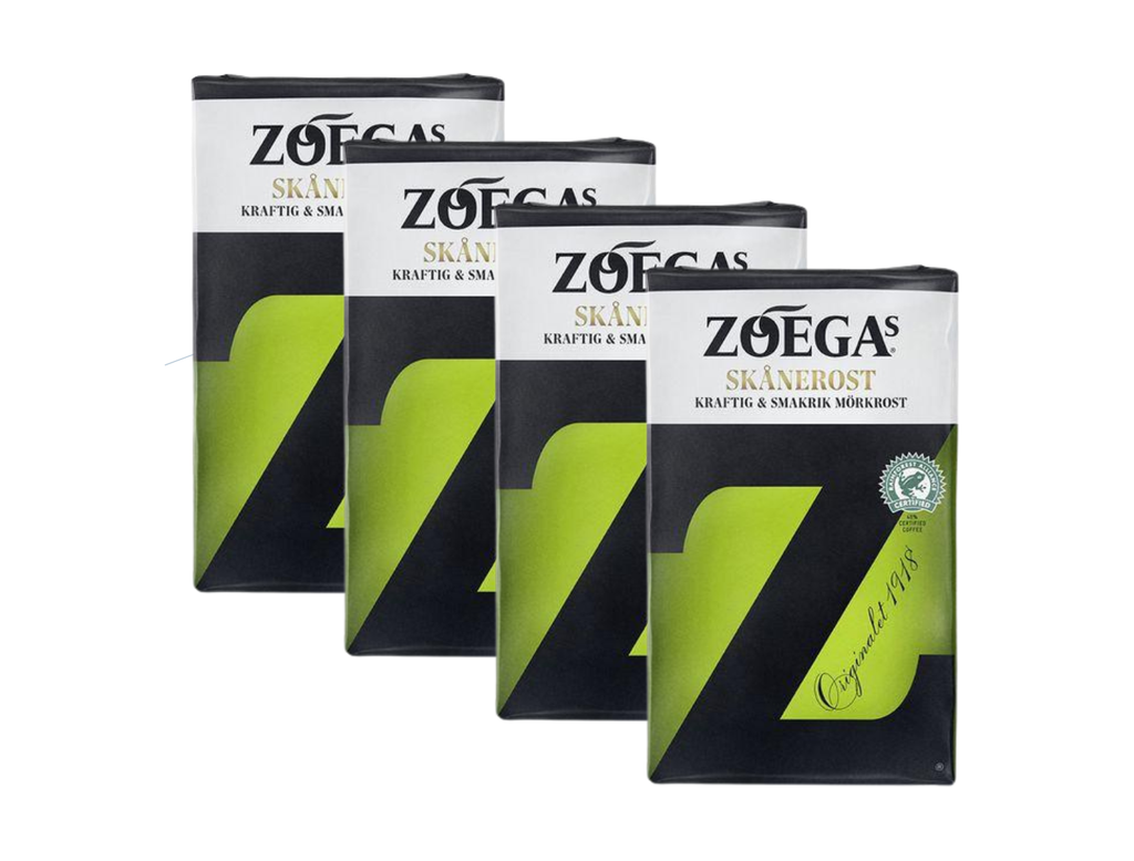 Zoégas Skånerost Ground Coffee 4 × 450g (4 × 15.87 oz) – Authentic Swedish Medium-Dark Roast Filter Coffee
