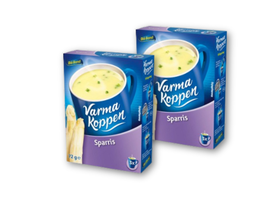 2 packs of Blå Band Varma Koppen Asparagus Soup Mix 72g (2.53 oz) – Creamy Swedish Instant Asparagus Soup