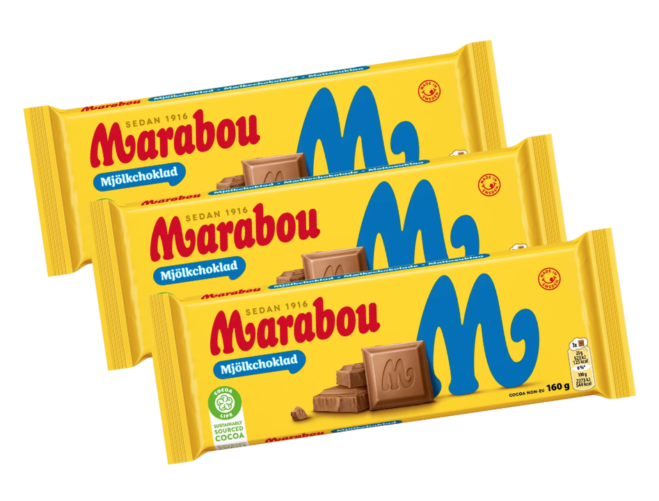 3 Bars of Marabou Milk Chocolate 160g (5.64 oz) – Authentic Swedish Creamy Milk Chocolate