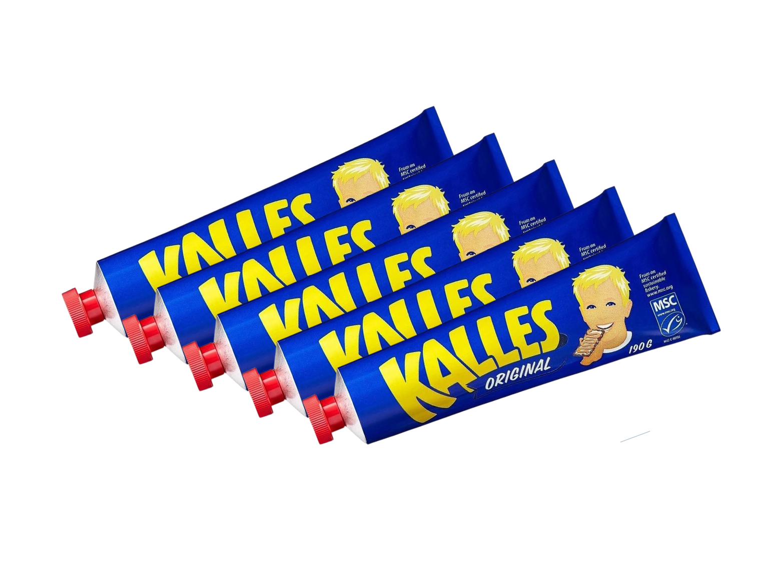 Kalles Kaviar Original 5 × 190g (5 × 6.70 oz) – Authentic Swedish Creamed Smoked Cod Roe Spread