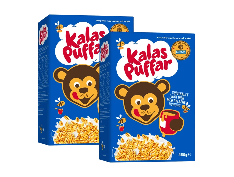 2 x Kalaspuffar Honey Roasted Wheat Cereal 450g (15.87 oz) – Authentic Swedish Breakfast Classic Since 1956