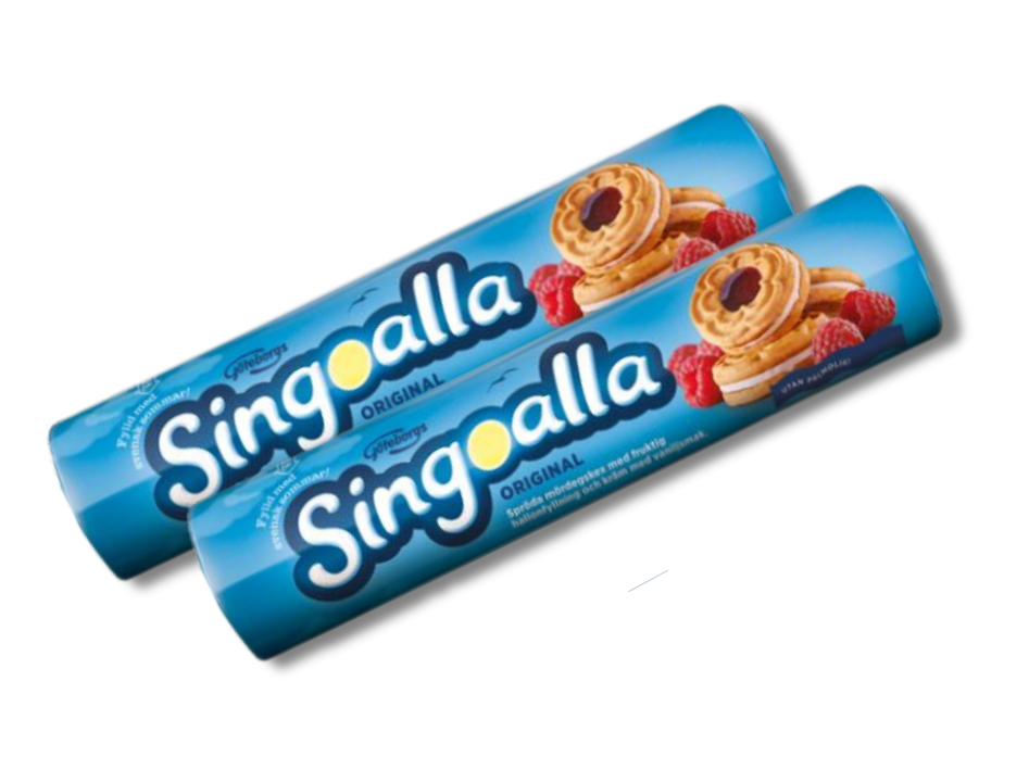 2 Packs of Göteborgskex Singoalla Original Raspberry Cookies 190g (6.70 oz) – Authentic Swedish Raspberry-Filled Biscuits
