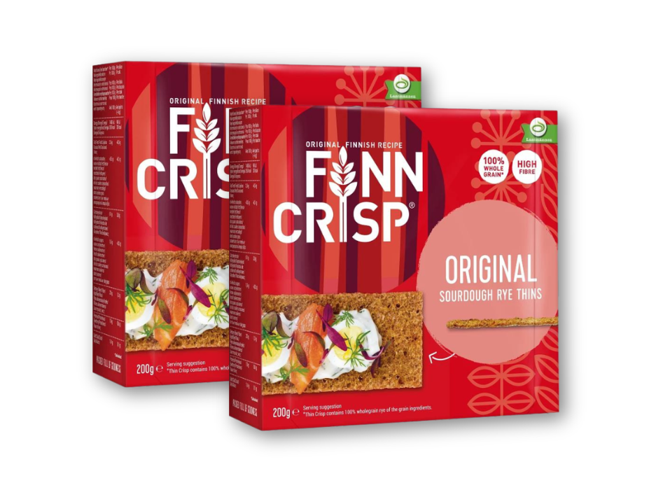 2 Packs of FINN CRISP Original Sourdough Rye Thins 200g (7.05 oz) – Authentic Finnish Wholegrain Rye Crispbread