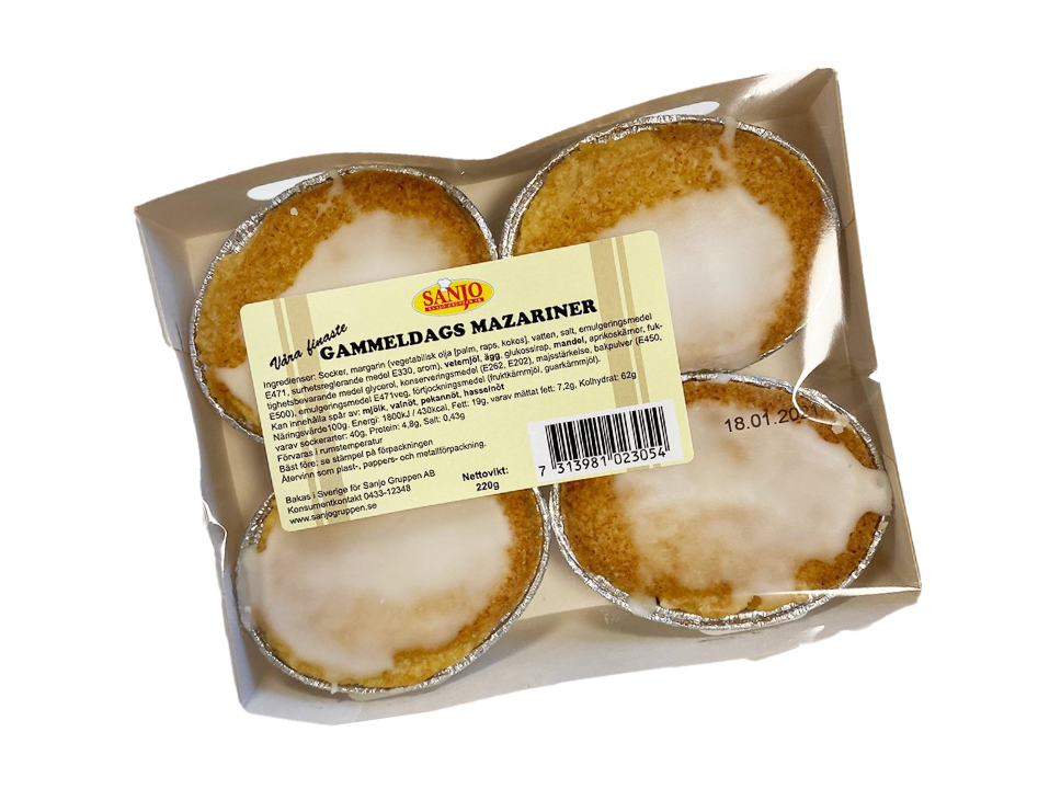 Sanjo Gammeldags Mazariner 220g (7.76 oz) – Authentic Swedish Traditional Almond Pastries