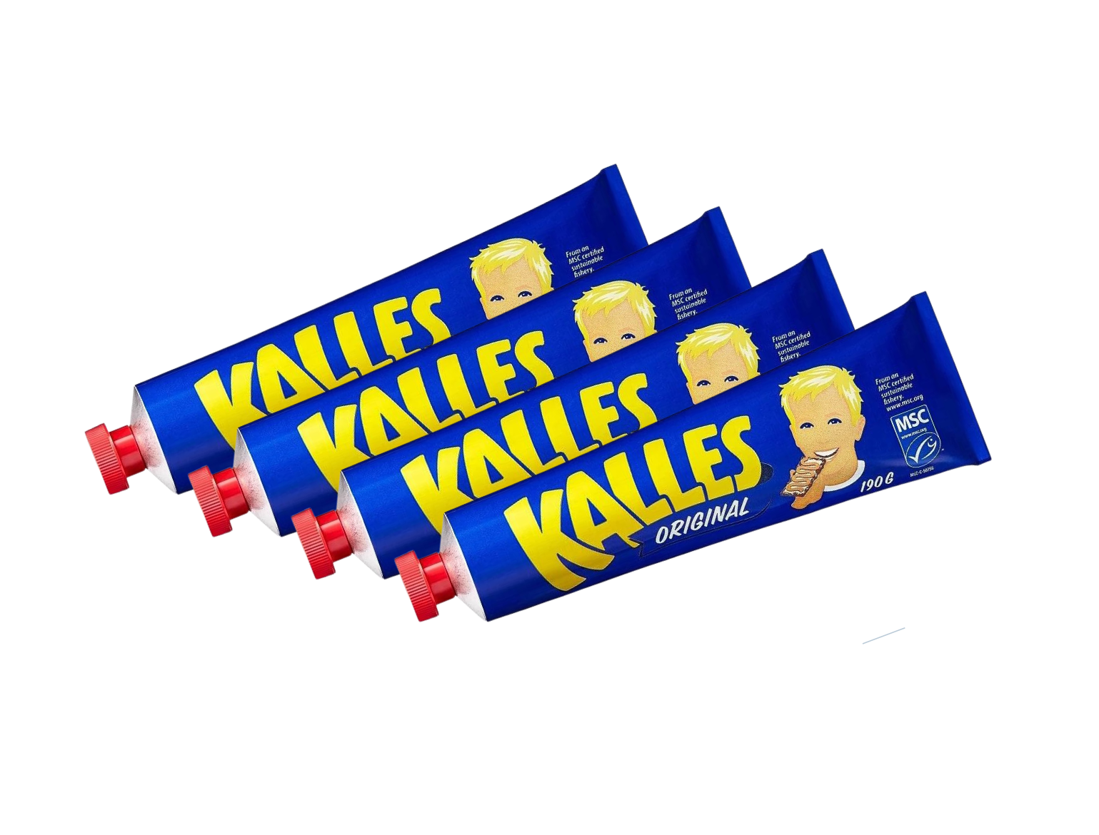 Kalles Kaviar Original 4 × 190g (4 × 6.70 oz) – Authentic Swedish Creamed Smoked Cod Roe Spread