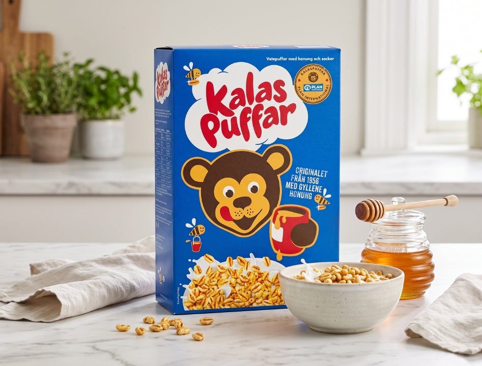 2 x Kalaspuffar Honey Roasted Wheat Cereal 450g (15.87 oz) – Authentic Swedish Breakfast Classic Since 1956