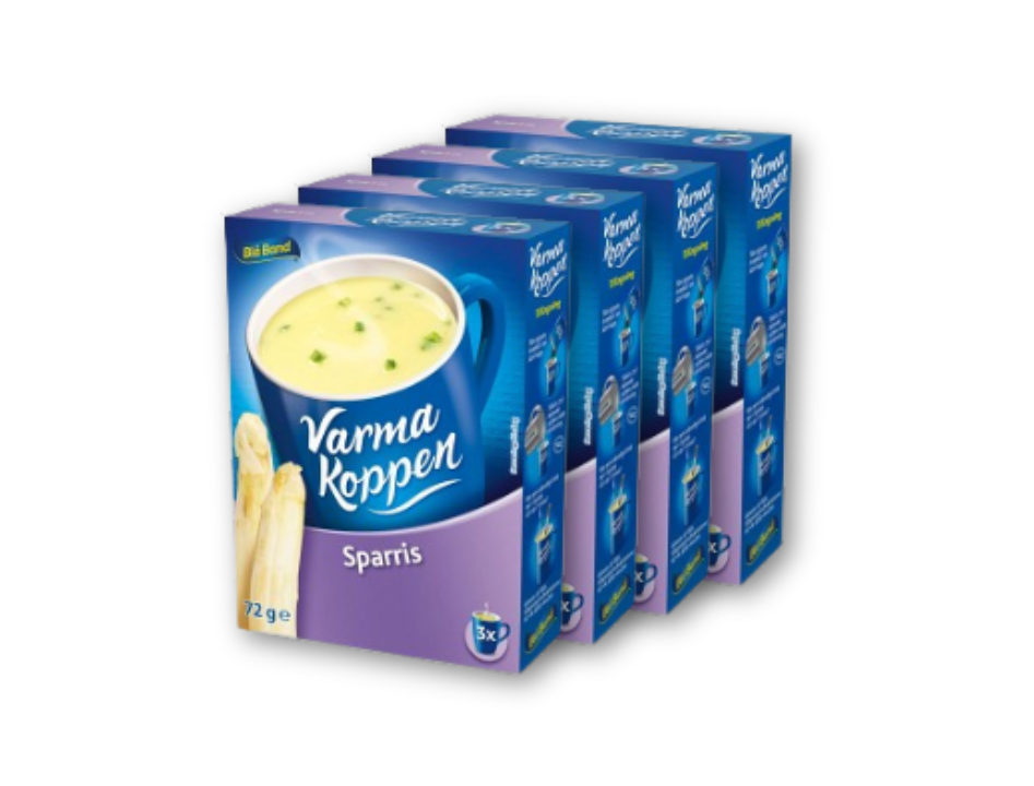 4 packs of Blå Band Varma Koppen Asparagus Soup Mix 72g (2.53 oz) – Creamy Swedish Instant Asparagus Soup