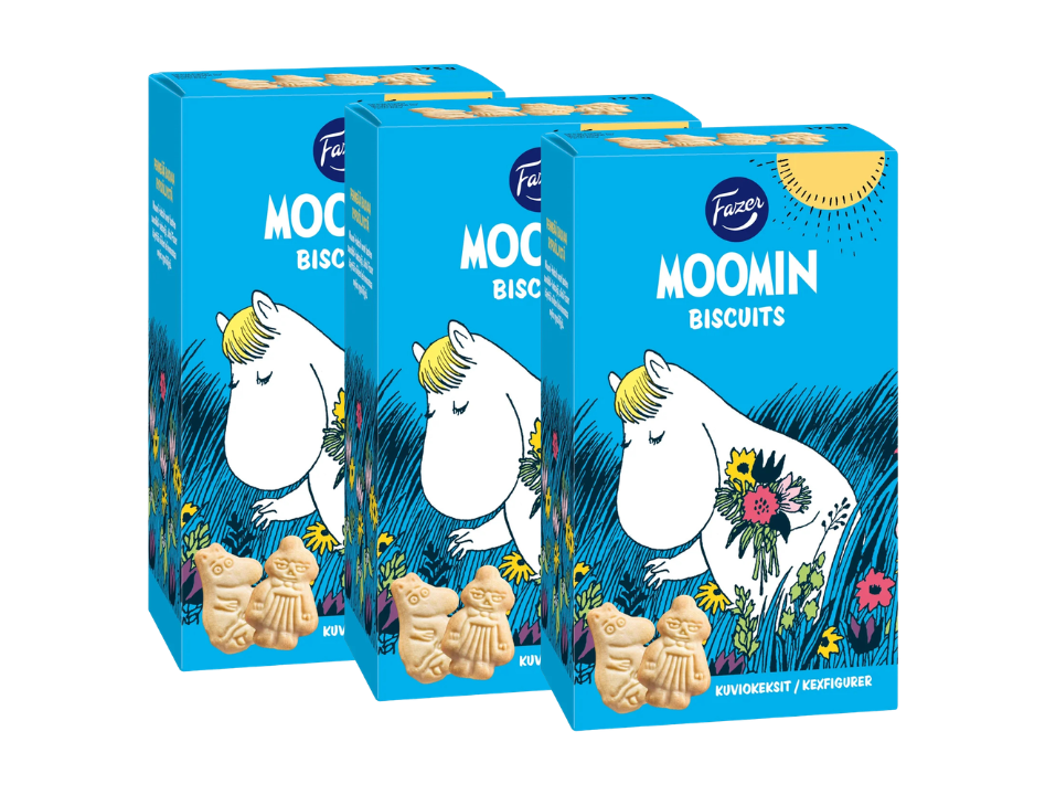 3 Packs of Fazer Moomin Biscuits 175g (6.17 oz) – Authentic Nordic Butter Biscuits with Moomin Characters