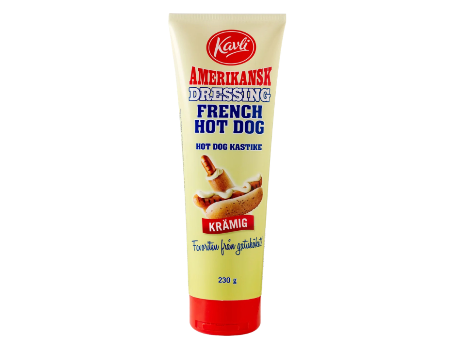 Authentic Swedish French Hot Dog Kit, Kavli French Hot Dog Dressing 230g (8.11 oz) + Korvbrödsbagarn French Hot Dog Bread 3-Pack 180g (6.34 oz)