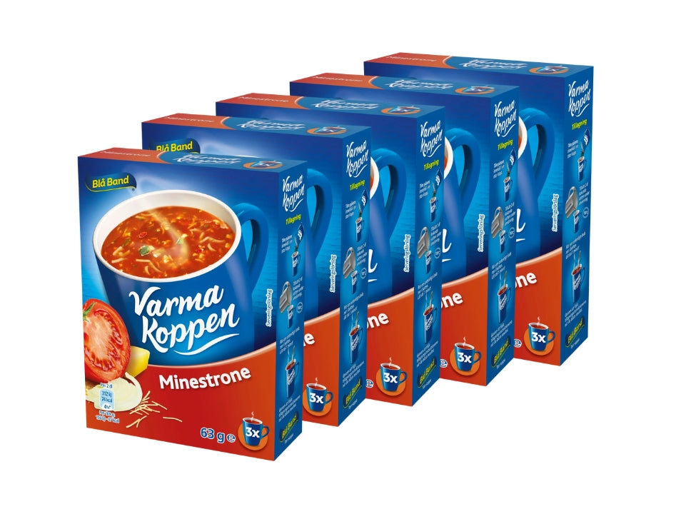 5 x Blå Band Varma Koppen Minestrone Soup Mix 63g (2.22 oz) – Authentic Swedish Instant Minestrone Soup (3 Servings)