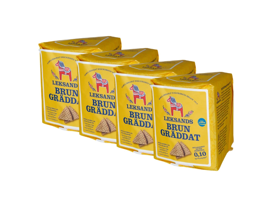 Leksands Brungräddat Knäckebröd Trekant 4 × 200g (4 × 7.05 oz) – Authentic Swedish Dark-Baked Triangle Rye Crispbread