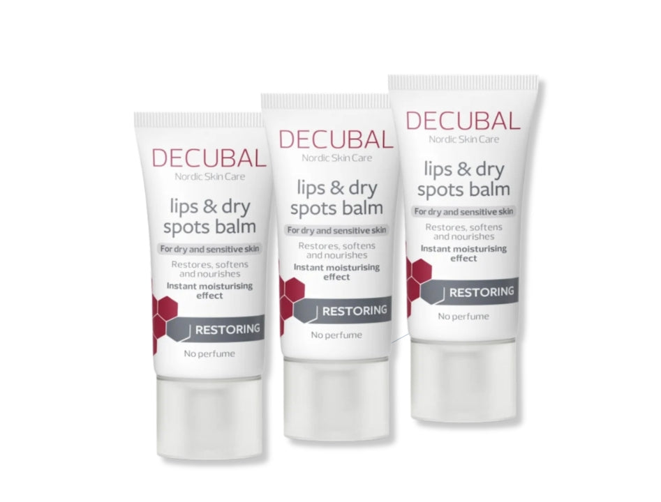 3 × Decubal Restoring Lips & Dry Spots Balm 30ml (1.01 fl oz) – Intensive Moisturizing Balm for Dry Lips & Sensitive Skin