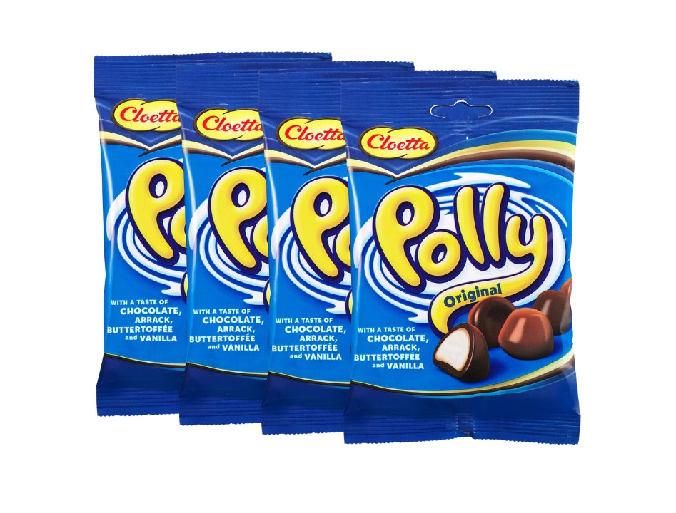 Cloetta Polly Original Blå Chocolate Candy 4 × 200g (4 × 7.05 oz) – Authentic Swedish Chocolate-Coated Foam Candy