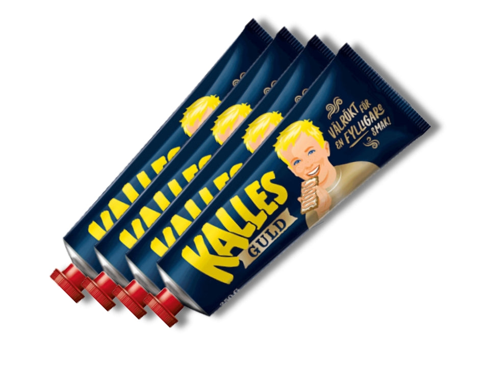 4 x Kalles Guld Caviar 250g (8.81 oz) – Extra Smoked Swedish Cod Roe Spread