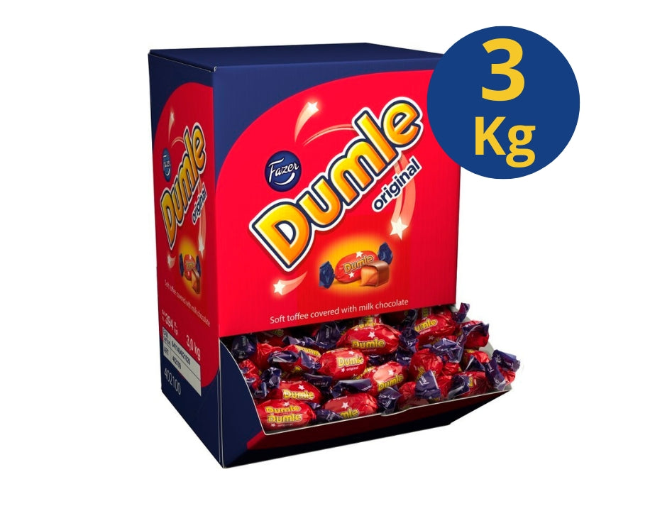 Fazer Dumle Original Chocolate Toffee 3kg (105.82 oz) – Includes Original Commercial Box – Finnish Milk Chocolate & Soft Caramel Candy