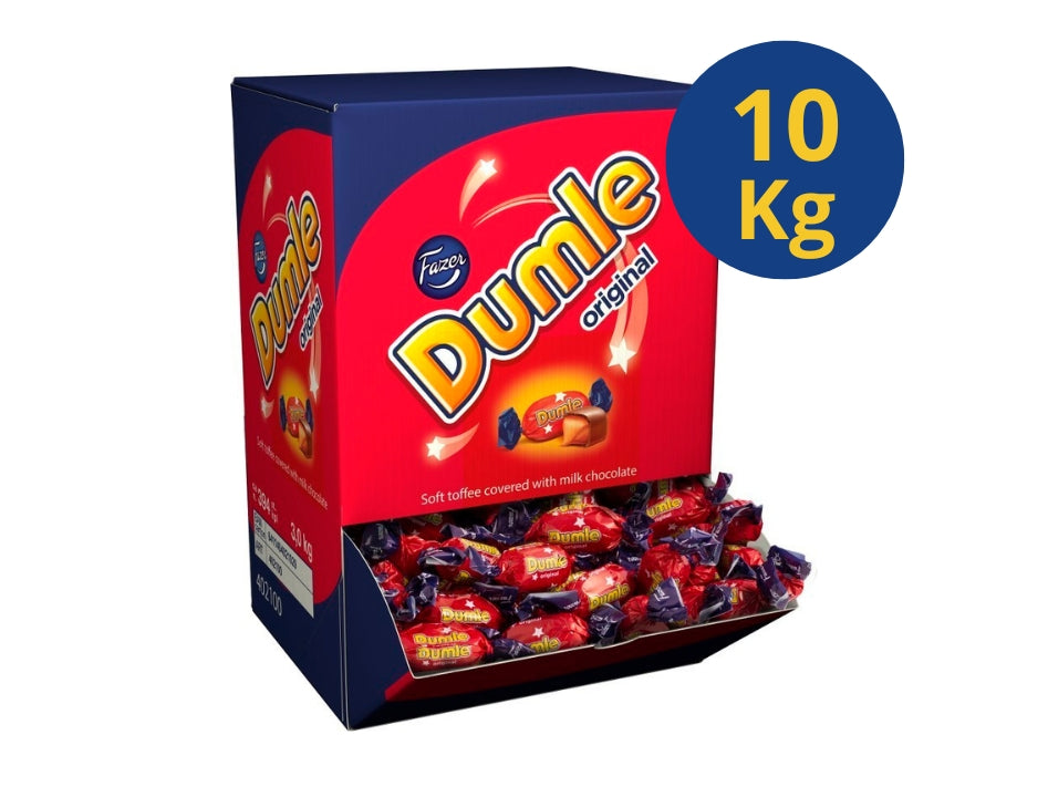 Fazer Dumle Original Chocolate Toffee 10kg (352.74 oz) – Includes 3 Original Commercial Boxes – Finnish Milk Chocolate & Soft Caramel Candy