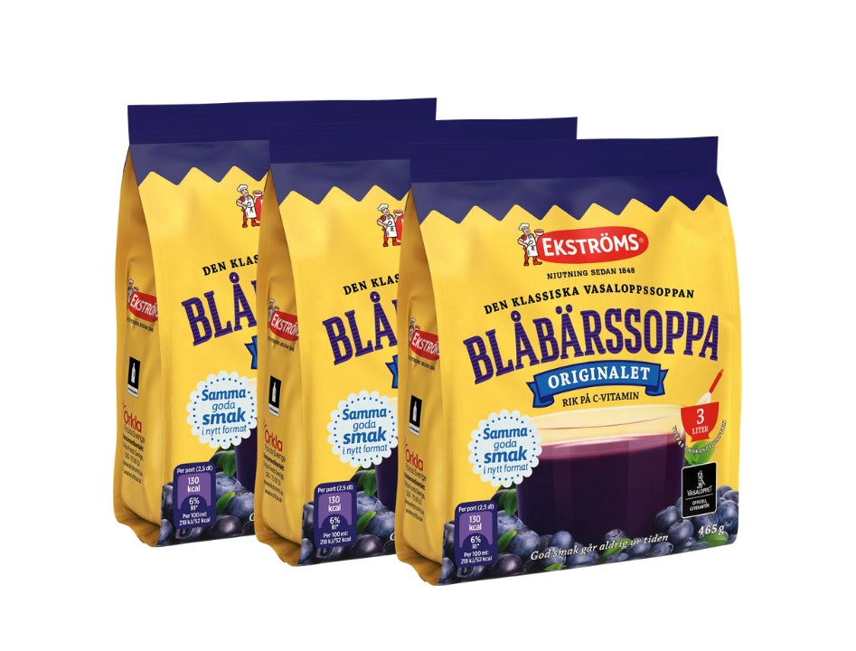 Ekströms Blåbärssoppa 3 × 465g (3 × 16.4 oz) – Authentic Swedish Blueberry Soup Mix