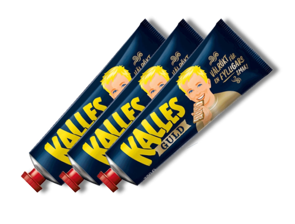3 x Kalles Guld Caviar 250g (8.81 oz) – Extra Smoked Swedish Cod Roe Spread