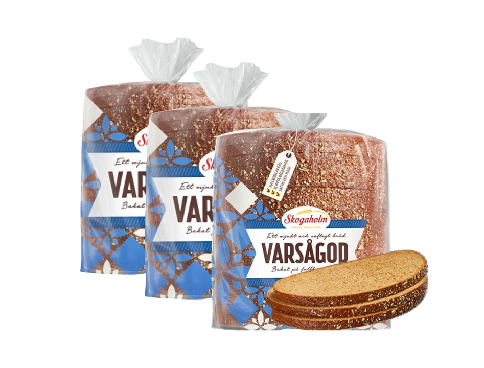 3 x Skogaholm Varsågod Sliced Bread 715g (25.22 oz) – Authentic Swedish Whole Grain Bread
