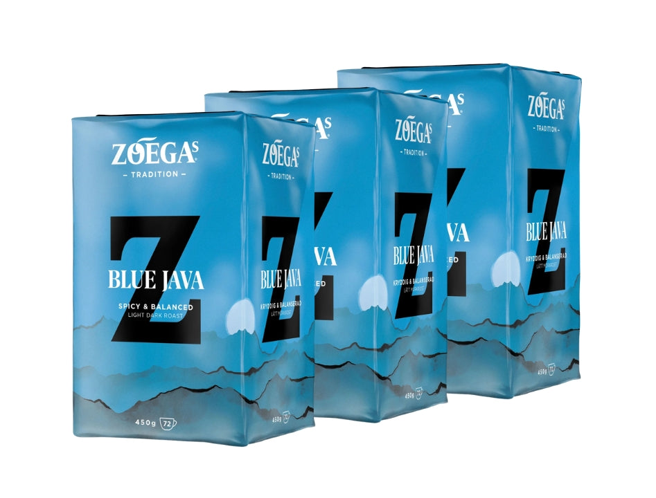 Zoégas Blue Java Ground Coffee 3 × 450g (3 × 15.87 oz) – Premium Swedish Light Dark Roast 100% Arabica Coffee