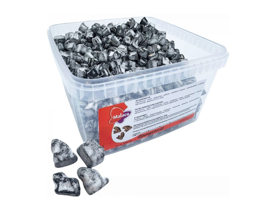 Malaco Djungelvrål 2kg (70.55 oz) – Original Swedish Extra Salty Salmiak Licorice – Original Commercial Box
