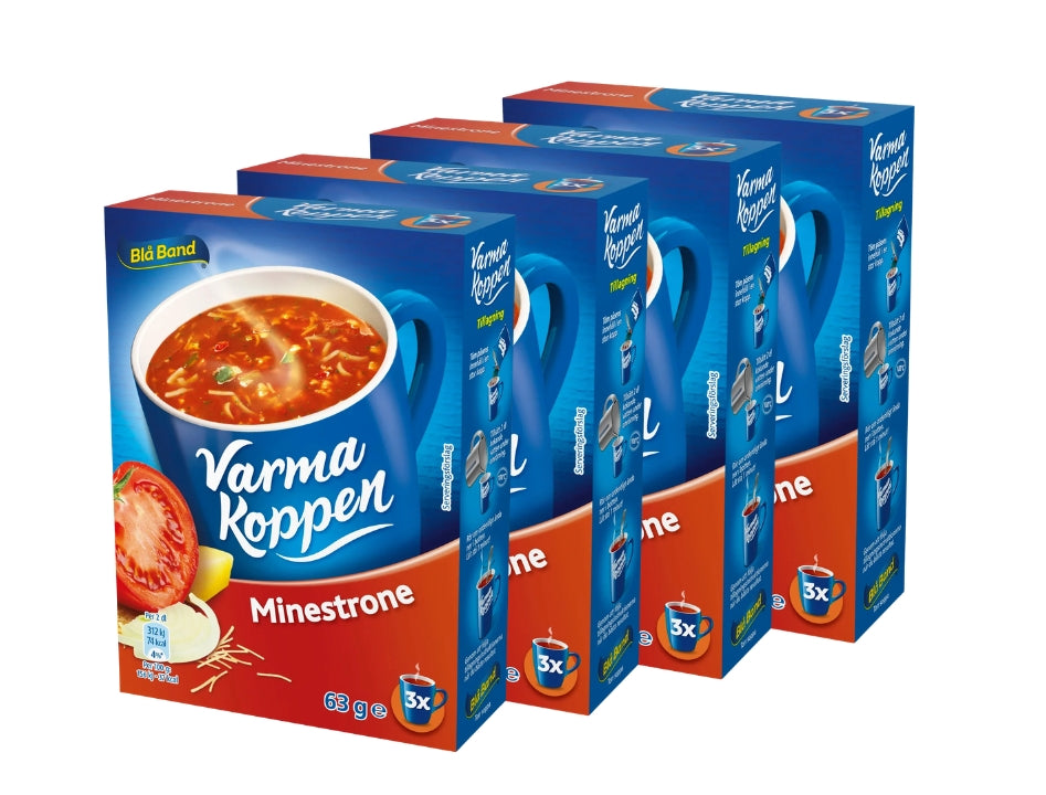 4 x Blå Band Varma Koppen Minestrone Soup Mix 63g (2.22 oz) – Authentic Swedish Instant Minestrone Soup (3 Servings)