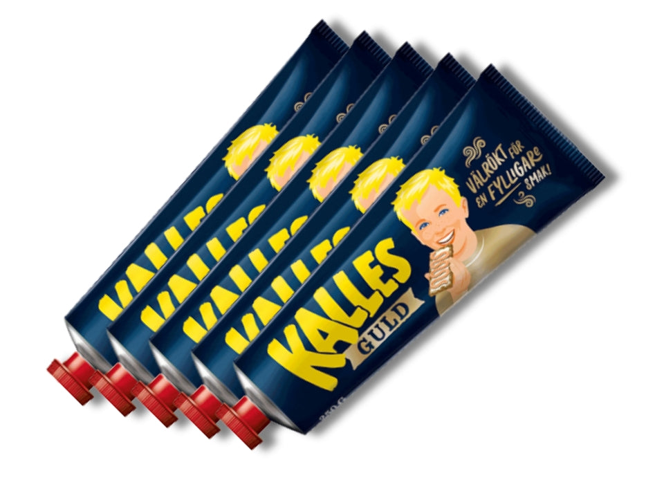 5 x Kalles Guld Caviar 250g (8.81 oz) – Extra Smoked Swedish Cod Roe Spread