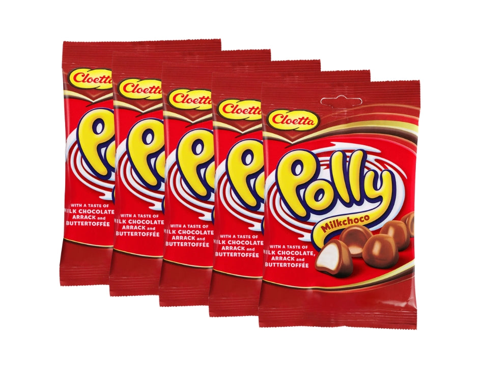 Cloetta Polly Röd Chocolate Candy 5 × 200g (5 × 7.05 oz) – Authentic Swedish Chocolate-Coated Foam Candy