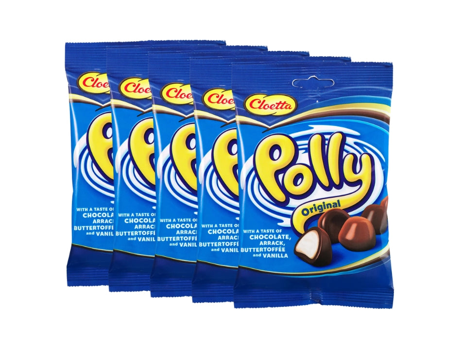 Cloetta Polly Original Blå Chocolate Candy 5 × 200g (5 × 7.05 oz) – Authentic Swedish Chocolate-Coated Foam Candy
