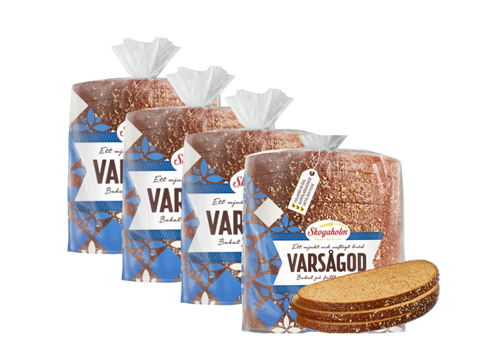 4 x Skogaholm Varsågod Sliced Bread 715g (25.22 oz) – Authentic Swedish Whole Grain Bread