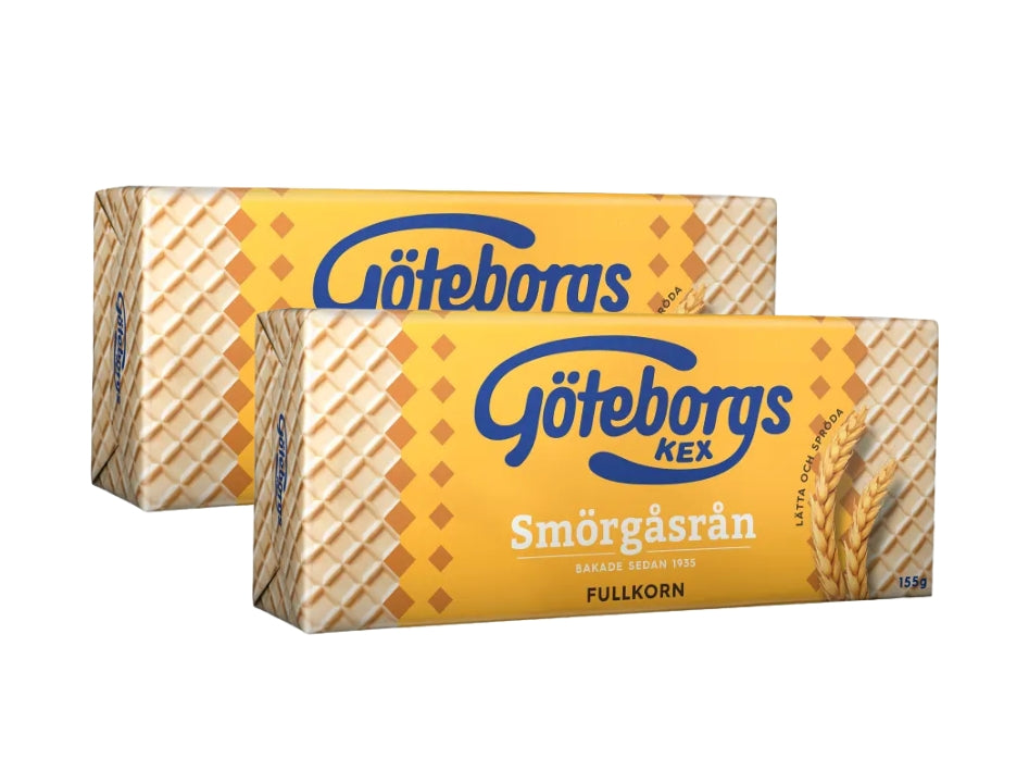 2 x Göteborgs Kex Smörgåsrån Fullkorn 155g (5.47 oz) – Swedish Whole Grain Crispy Sandwich Crackers