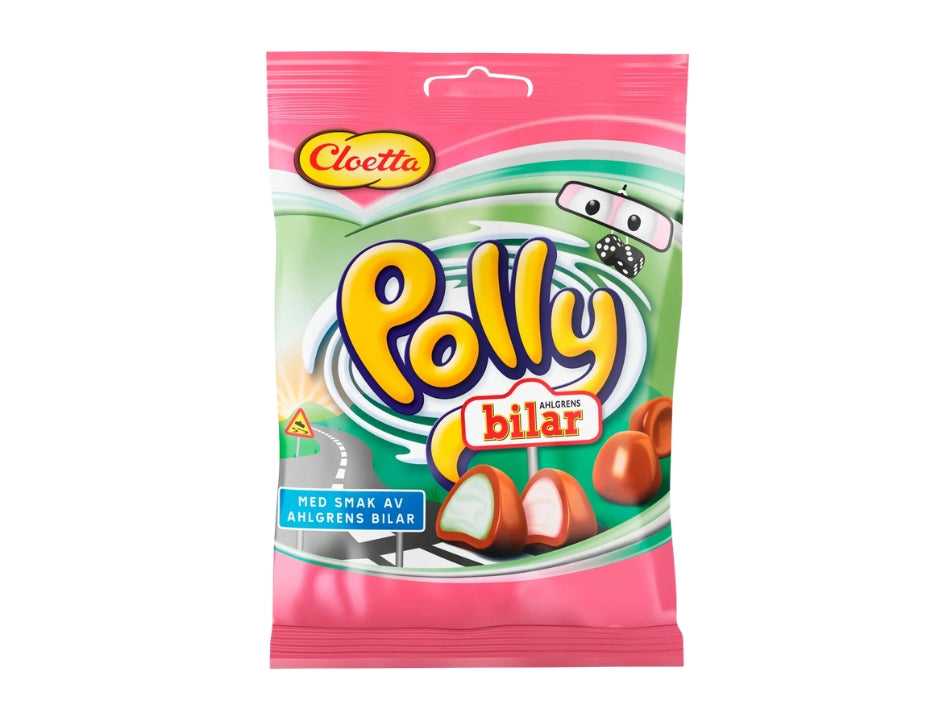 Cloetta Polly Chokladbilar 150g (5.29 oz) – Authentic Swedish Chocolate-Coated Foam Candy Cars