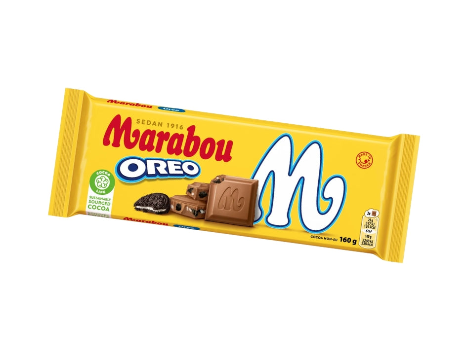 Marabou Mjölkchoklad Oreo 160g (5.64 oz) – Authentic Swedish Milk Chocolate with Oreo Cookie Pieces