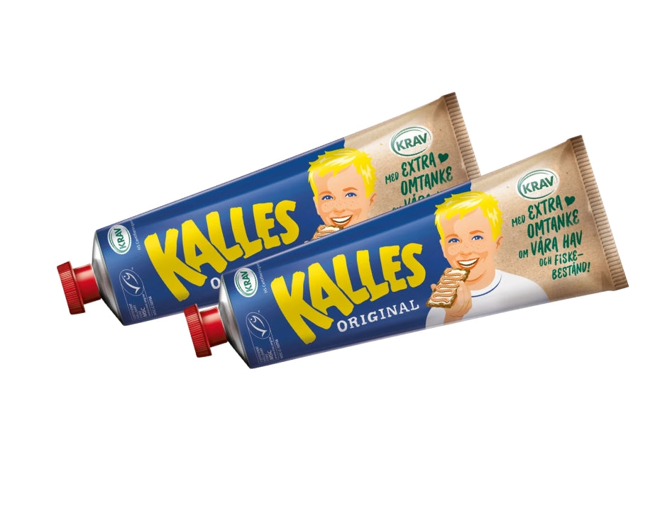 Kalles Kaviar KRAV 2 × 250g (2 × 8.81 oz) – Authentic Swedish Lightly Smoked Creamed Cod Roe Spread, Organic & KRAV Certified