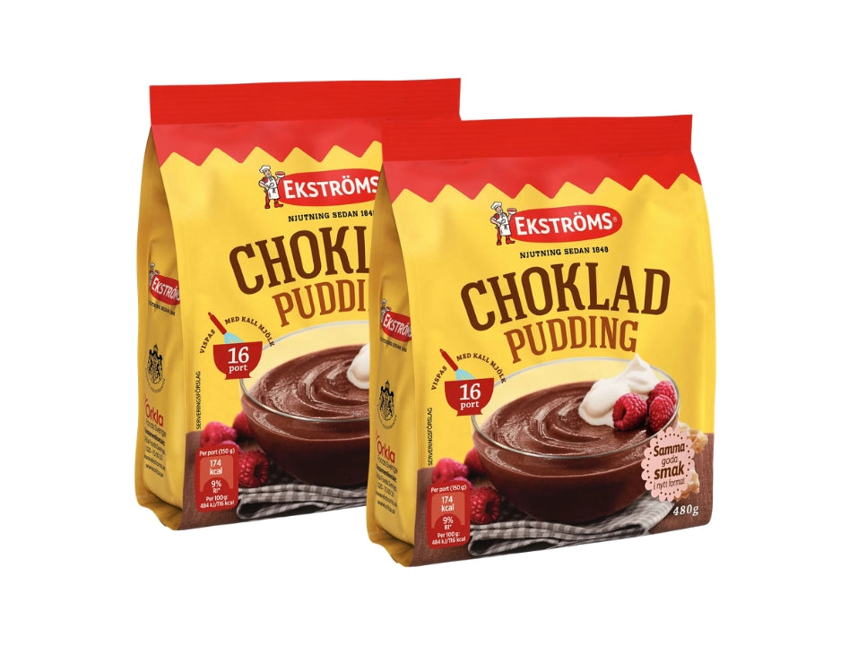Ekströms Chokladpudding 16 Portioner 2 × 480g (2 × 16.93 oz) – Authentic Swedish Chocolate Pudding Mix