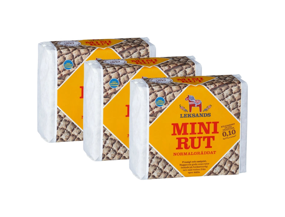 Leksands Mini Rut Normalgräddat 3 × 200g (3 × 7.05 oz) – Authentic Swedish Mini Rye Crispbread