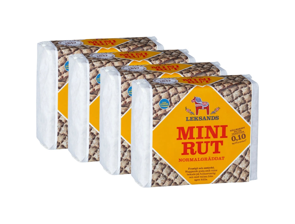 Leksands Mini Rut Normalgräddat 4 × 200g (4 × 7.05 oz) – Authentic Swedish Mini Rye Crispbread