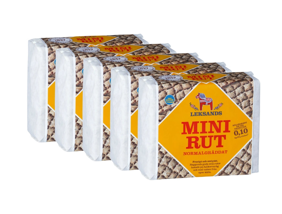 Leksands Mini Rut Normalgräddat 5 × 200g (5 × 7.05 oz) – Authentic Swedish Mini Rye Crispbread