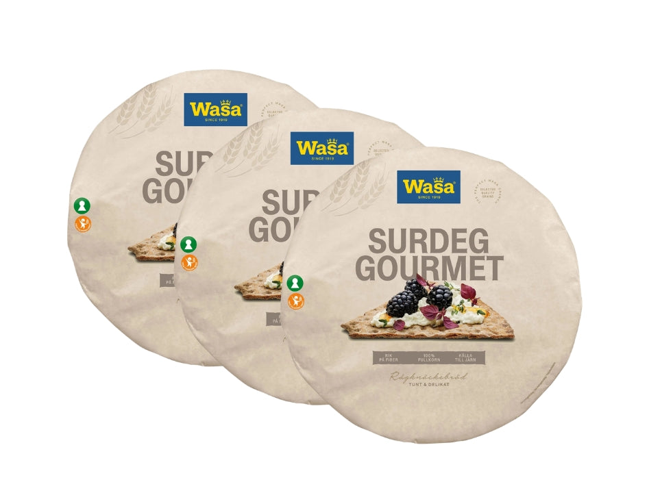 Wasa Knäckebröd Surdeg Gourmet 3 × 660g (3 × 23.28 oz) – Authentic Swedish Gourmet Sourdough Crispbread