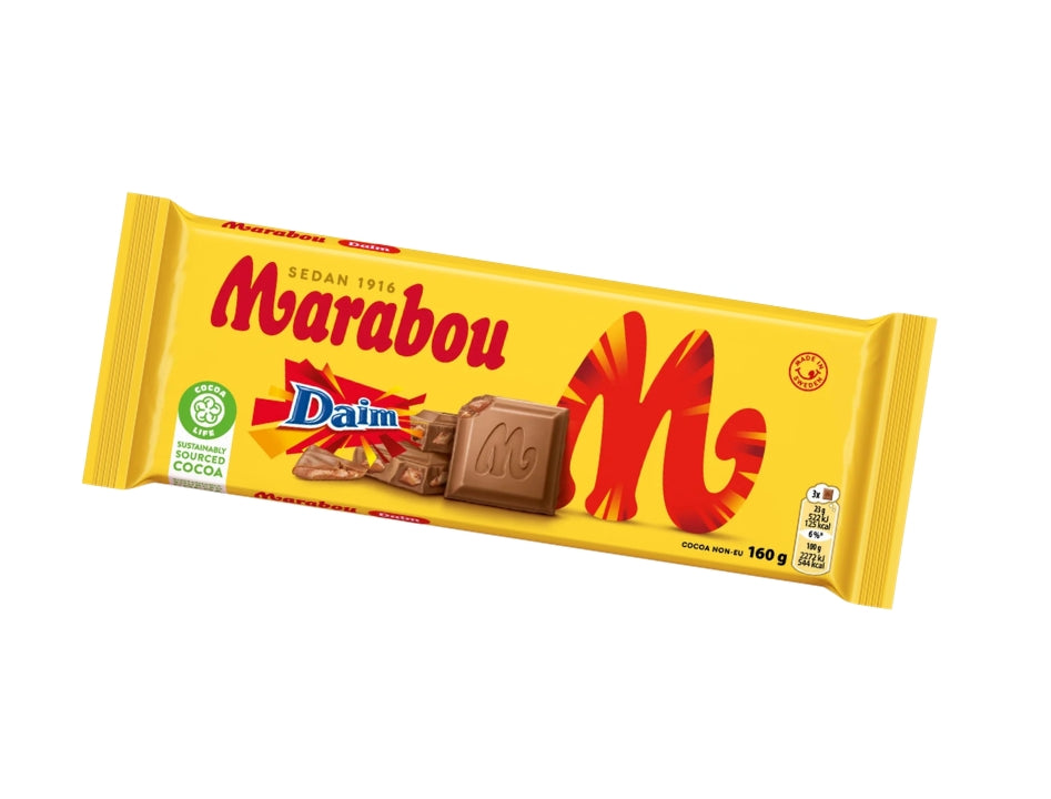 Marabou Chokladkaka Daim 160g (5.64 oz) – Authentic Swedish Milk Chocolate with Crunchy Daim Caramel